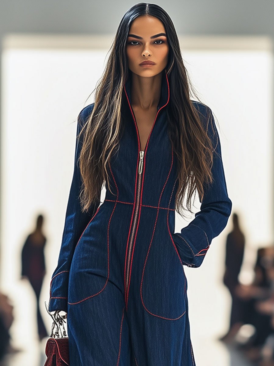 Luźny Kombinezon Retro Denim
